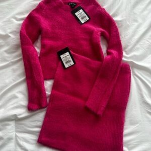 Girls Pink Fuzzy Sweater and Skirt Set size M(8) - Brand new with tags!!